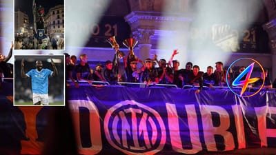 Inter fans hang inflatable Romelu Lukaku doll on traffic light